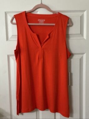 Chico’s Bright Orange Sleeveless Henley Tank